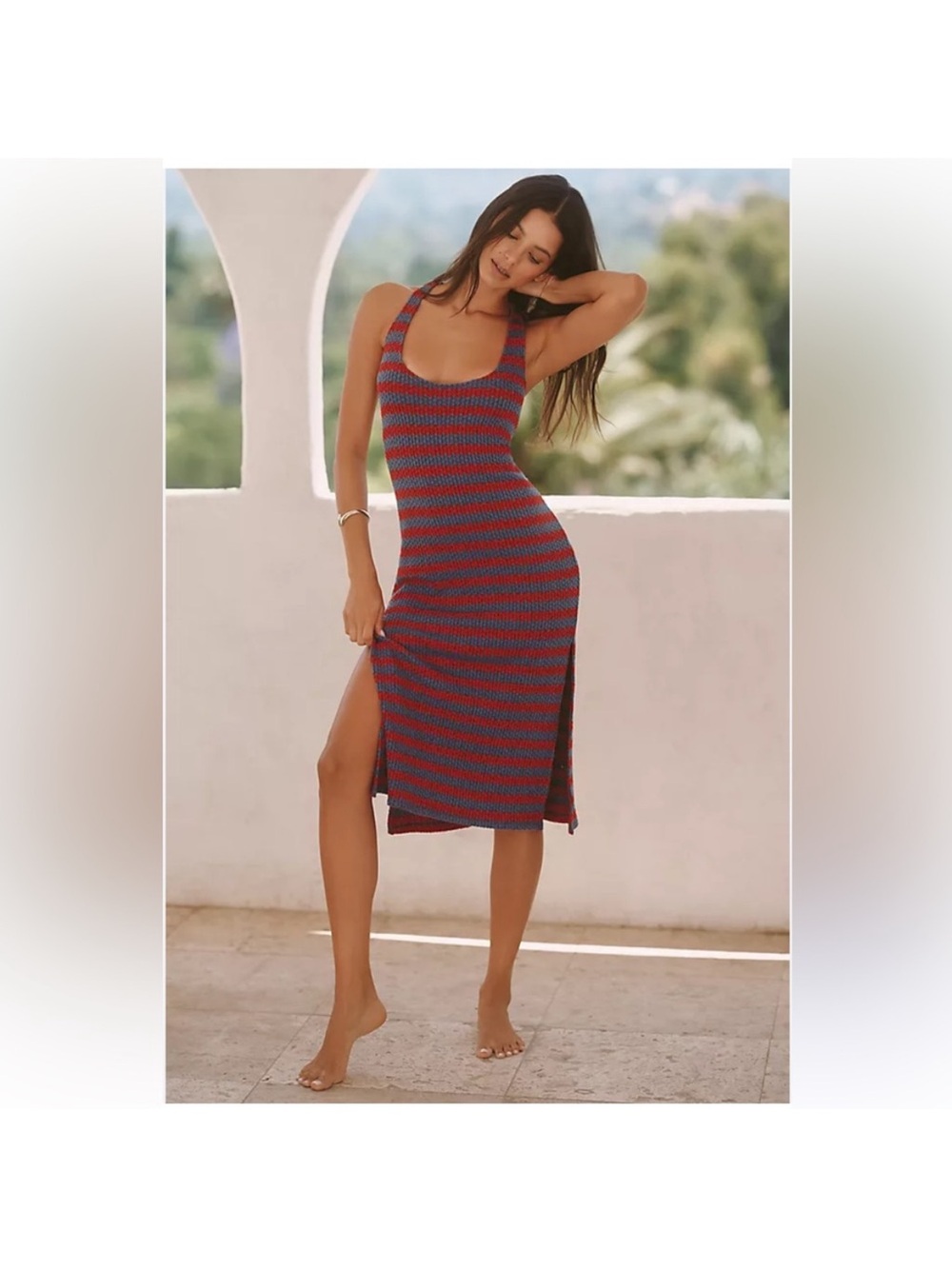 Anthropologie Celandine Striped Knit Midi Dress